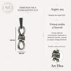 Bijuterie din argint 925 – Nodul iubirii infinite, pandantiv realizat manual cu simbolul eternității pentru brățară sau colier, bijuterie sculpturală rustică | Art Diva