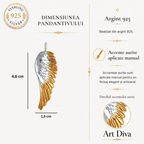 Pandantiv Aripă de Înger din argint 925 cu accente aurii | Art Diva