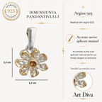 Pandantiv „Floare” din argint 925 – talisman boho realizat manual pentru armonie, bijuterie sculpturală și cadou pentru mamă, fiică sau prietenă | Art Diva