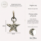 Pandantiv „Stea” din argint 925 – talisman boho al speranței realizat manual, bijuterie sculpturală și cadou pentru mamă, fiică sau prietenă | Art Diva