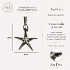 Pandantiv „Stea de mare” din argint 925 oxidat – talisman pentru noroc și seninătate, bijuterie sculpturală în stil boho și rustic | Art Diva