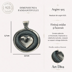 Pandantiv „Inimă” din argint 925, realizat manual – talisman pentru iubire și protecție, bijuterie sculpturală în stil boho și rustic | Art Diva