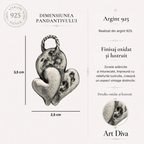 Pandantiv „Inimă dublă” din argint 925 – bijuterie sculpturală în stil boho și rustic | Art Diva