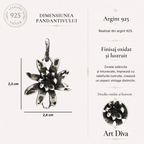 Element „Floare de colț” din argint 925 – talisman boho al armoniei realizat manual, bijuterie sculpturală și cadou pentru mamă, fiică sau prietenă | Art Diva