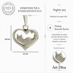 Pandantiv „Pisici Yin-Yang” din argint 925 – lustruit lucios | Simbol al iubirii și al armoniei | Art Diva