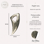 Pandantiv „Dinte de Lup” pentru bărbați din argint 925, parțial oxidat – talisman pentru forță și protecție | Art Diva