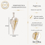 Pandantiv „Inimă alungită cu cruce” din argint 925 cu accente aurii – talisman boho realizat manual pentru credința în iubire, bijuterie sculpturală și cadou pentru mamă, fiică sau prietenă | Art Diva