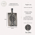 Pandantiv „Pomul vieții” din argint 925 – talisman parțial oxidat pentru apropiere în familie, protecție și armonie, bijuterie sculpturală în stil boho, rustic și vintage | Art Diva