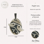 Pandantiv „Puișori îndrăgostiți” din argint 925, realizat manual – simbol al iubirii și al armoniei, bijuterie sculpturală în stil boho și rustic | Art Diva