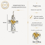 Pandantiv „Cruce cu inimă” din argint 925 cu accente aurii – talisman realizat manual pentru credință și iubire, în stil boho și rustic | Art Diva