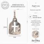 Pandantiv cruce mic pentru bărbați din argint 925 – design minimalist și artistic | Art Diva