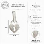 Pandantiv „Inimă-lacăt” din argint 925 – talisman pentru iubire și protecție, bijuterie sculpturală în stil boho și rustic | Art Diva
