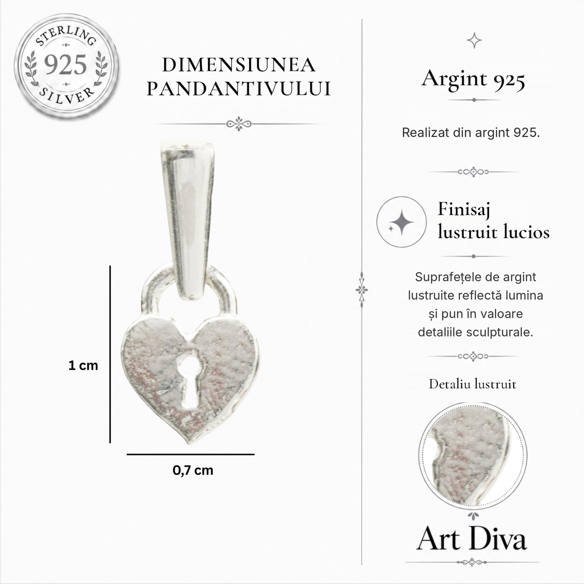 Pandantiv „Inimă-lacăt” din argint 925 – talisman pentru iubire și protecție, bijuterie sculpturală în stil boho și rustic | Art Diva