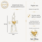 Pandantiv Cruce cu Inimă din argint 925 și accente aurii – bijuterie sculpturală, simbol al credinței și al iubirii | Art Diva