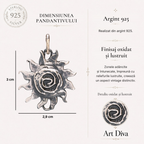 Element decorativ „Soarele Vieții” din argint 925 – realizat manual pentru brățară sau colier | Art Diva