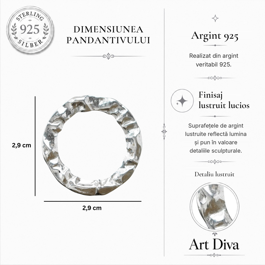 Pandantiv „Cerc” pentru bărbați din argint 925 – lustruit lucios | Talisman pentru forță și echilibru | Art Diva