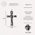 Pandantiv cruce masivă „Forță și Credință” pentru bărbați din argint 925 – bijuterie sculpturală în stil boho rustic | Art Diva