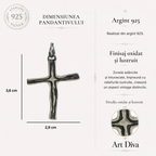 Pandantiv cruce pentru femei din argint 925 – realizat manual, cu suprafață oxidată în stil boho rustic | Art Diva