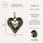 Pandantiv „Inimă cu aripi de înger” din argint 925 – talisman realizat manual pentru protecție și iubire, în stil boho artistic | Art Diva