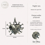 Pandantiv „Inimă cu cuie” din argint 925 – simbol al durerii, forței și iubirii trăite, bijuterie sculpturală în stil boho și rustic | Art Diva