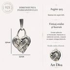 Pandantiv „Inima restaurată” din argint 925 – amuletă pentru speranță și nou început, bijuterie sculpturală în stil boho și rustic | Art Diva