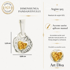Pandantiv „Inimă aurie Love” din argint 925 cu accente aurii – amuletă handmade pentru iubire și lumină, bijuterie sculpturală în stil boho și rustic | Art Diva