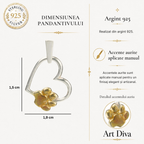Pandantiv „Inimă și Lăbuță” din argint 925 cu accente aurii – talisman pentru dragostea față de animale, bijuterie sculpturală în stil boho și rustic | Art Diva