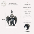 Pandantiv „Înger în rugăciune” din argint 925 cu finisaj oxidat – talisman pentru credință și lumină, amuletă de protecție pentru pace interioară, bijuterie sculpturală în stil boho și rustic | Art Diva