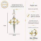 Pandantiv „Cruce Ornamentală” din argint 925 – simbol realizat manual al forței spirituale și al protecției, bijuterie sculpturală în stil boho și rustic | Art Diva