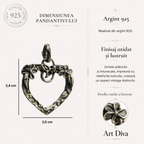 Pandantiv „Inimă deschisă” pentru femei din argint 925 – bijuterie oxidată în stil boho și rustic | Art Diva