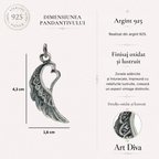 Pandantiv „Aripă cu Inimă” din argint 925 – talisman al iubirii și al protecției, bijuterie sculpturală în stil boho și rustic | Art Diva