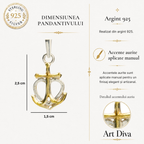 Pandantiv „Credință • Speranță • Iubire” din argint 925 cu accente aurii – talisman maritim, bijuterie sculpturală în stil boho | Art Diva