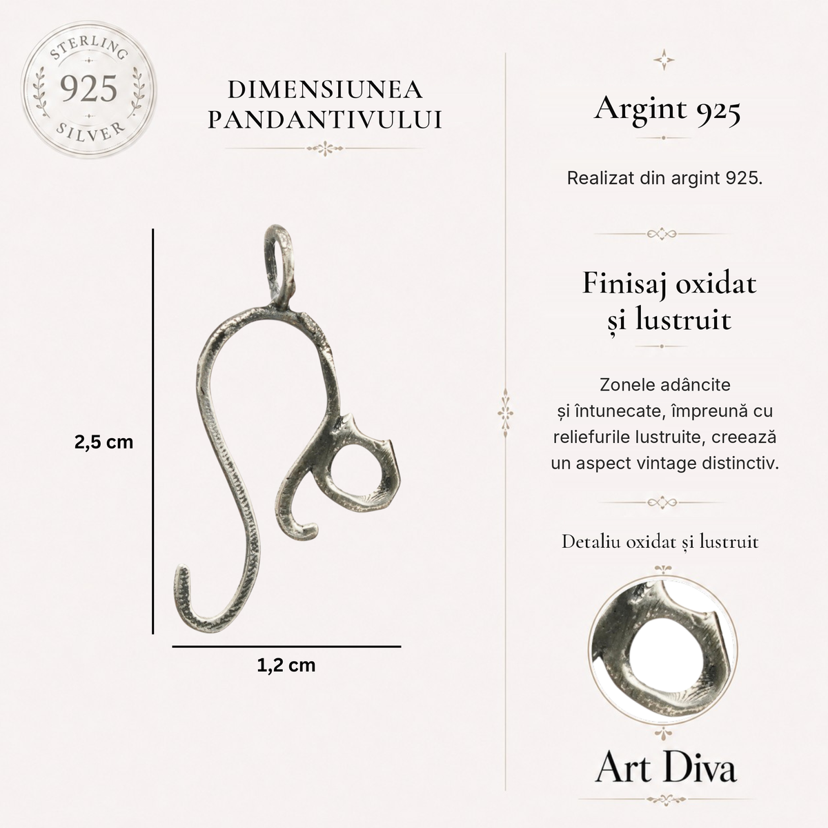 Pandantiv „Pisicuță” din argint 925 parțial oxidat – simbol filigranat al independenței și al intuiției, bijuterie sculpturală în stil boho | Art Diva