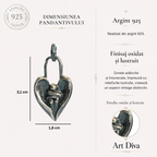 Pandantiv „Îmbrățișarea îngerului” din argint 925 – talisman pentru alinare și protecție, bijuterie sculpturală oxidată în stil boho și rustic | Art Diva
