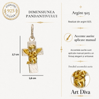 Pandantiv „Rugăciunea Îngerului” din argint 925 cu accente aurii – talisman al credinței și al protecției spirituale, bijuterie sculpturală în stil boho | Art Diva