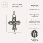 Pandantiv „Cruce cu inimă” din argint 925 – simbol al iubirii și al credinței, bijuterie sculpturală oxidată în stil boho și rustic | Art Diva