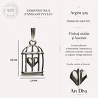Pandantiv „Inimă în colivie” din argint 925 cu suprafață oxidată – talisman pentru iubire și spirit liber, amuletă pentru sentimente și forță interioară, bijuterie sculpturală în stil boho și rustic | Art Diva