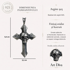 Pandantiv cruce „Memento Mori” pentru bărbați din argint 925 – simbol al trecerii și al eternității | Art Diva