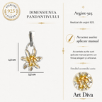 Pandantiv Floare de colț din argint 925 cu accente aurii – talisman boho realizat manual pentru iubire pură și loialitate | Bijuterie sculpturală din colecția „Strălucire” | Art Diva
