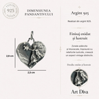 Pandantiv Inimă cu Înger Păzitor și Stea din argint 925 – talisman pentru protecție, iubire și credință, realizat manual în stil boho | Art Diva
