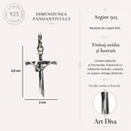 Pandantiv cruce „Credință Făurită” pentru femei din argint 925 – talisman oxidat pentru forță și credință | Art Diva