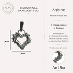Pandantiv Inimă „Iubire de dimineață” cu picături de rouă din argint 925 – talisman pentru tandrețe și iubire pură, realizat manual în stil boho | Art Diva