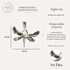 Pandantiv „Libelulă” din argint 925 – talisman pentru schimbare, ușurință și libertate interioară, realizat manual în stil boho | Art Diva