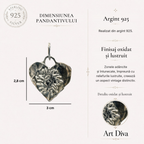 Inimă cu Floarea-soarelui – pandantiv din argint 925 | Simbol al iubirii și al tandreței | Art Diva