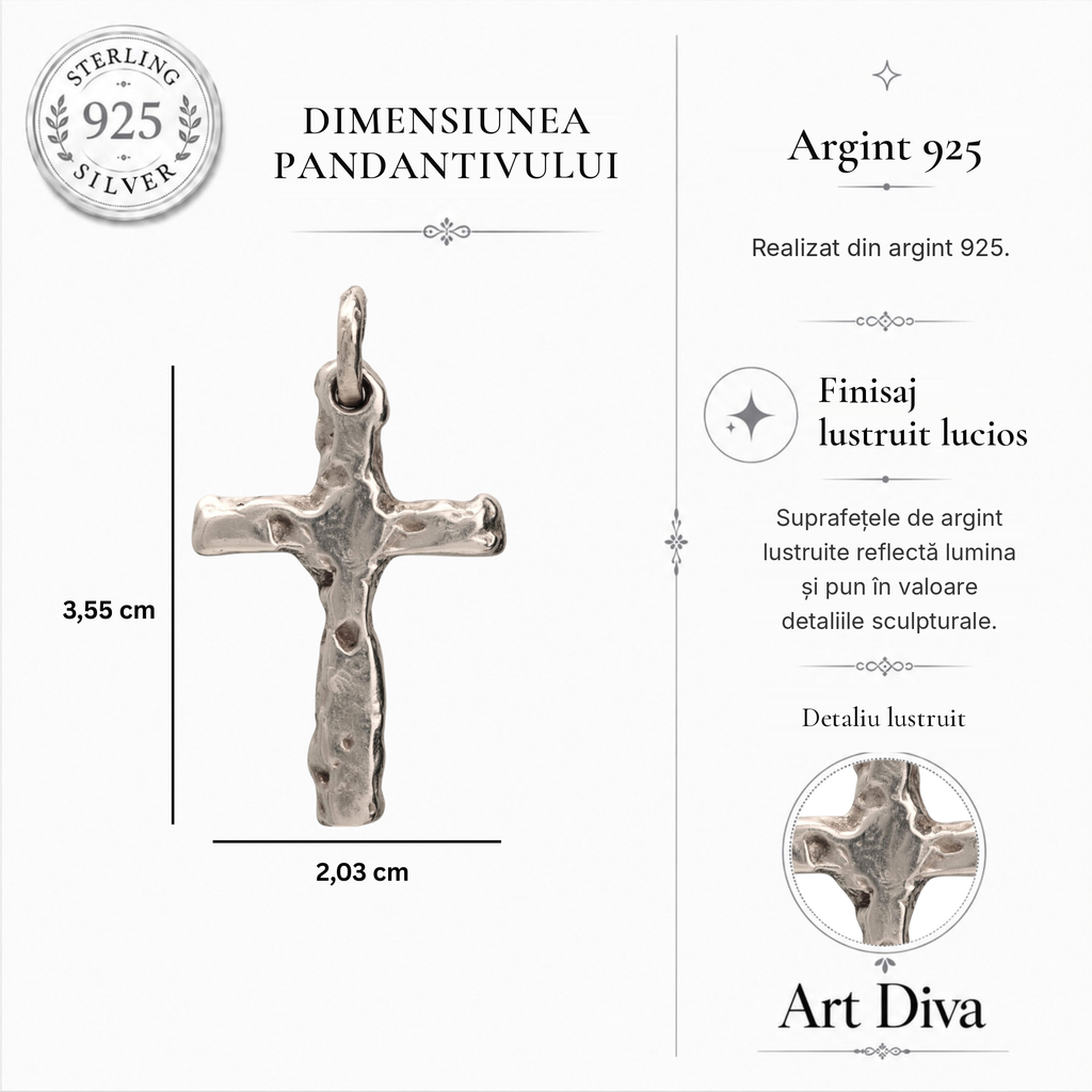 Pandantiv Cruce pentru bărbați din argint 925 – simbol realizat manual pentru credință și forță spirituală | Art Diva