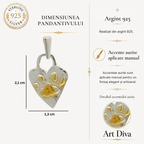 Pandantiv „Urmă pufoasă” din argint 925 cu accente placate în aur – amuletă pentru iubire și loialitate, bijuterie sculpturală handmade în stil boho și rustic | Art Diva