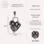 Pandantiv Inimă cu Lăbuță din argint 925 – talisman pentru iubirea de animale, bijuterie în stil boho și rustic, cadou ideal pentru mamă, fiică sau prietenă | Art Diva