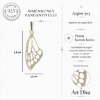 Pandantiv „Aripă de fluture” din argint 925 – amuletă pentru libertate și lumină, bijuterie sculpturală handmade în stil boho și rustic | Art Diva