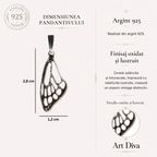Pandantiv Aripă de fluture din argint 925 – talisman realizat manual pentru libertate și transformare, bijuterie sculpturală în stil boho și rustic | Art Diva