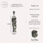 Pandantiv „Puls” realizat manual din argint 925, bijuterie sculpturală artistică pentru forță și ritm, în stil boho și rustic | Art Diva